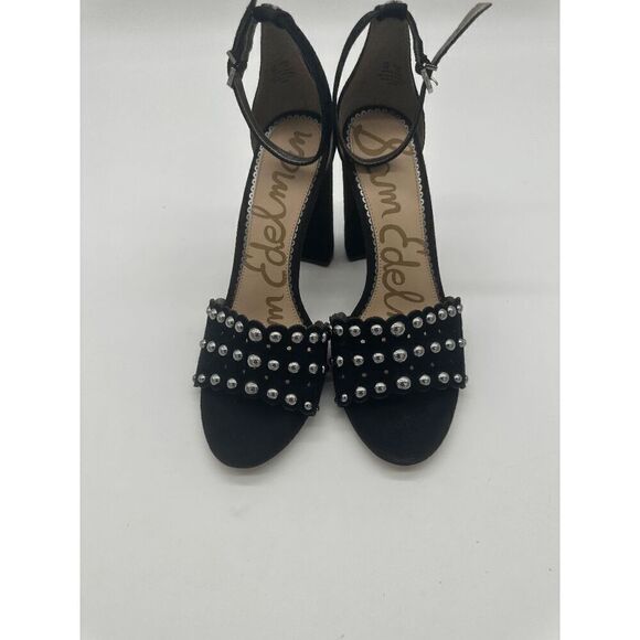 Sam Edelman Women Sandals W Strap Block Heels Beaded Accent Sz 9 Black MSRP 130 - Picture 8 of 9